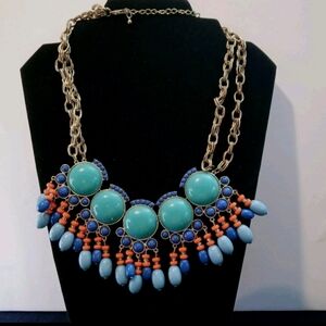 Vibrant Turquoise and Blue Beaded Necklace